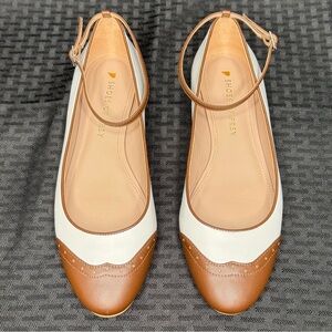 Shoes of Prey Brown and White Flats with Elegant Two-Tone Design